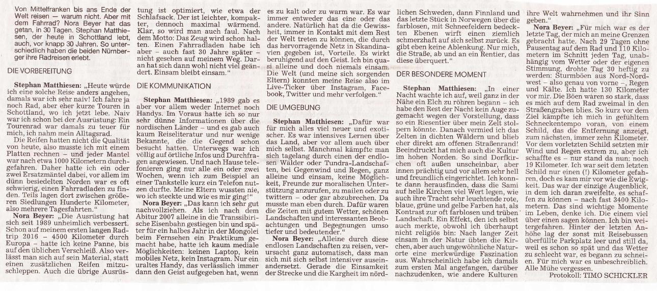 Zeitungsauschnitt mit dem Text von 